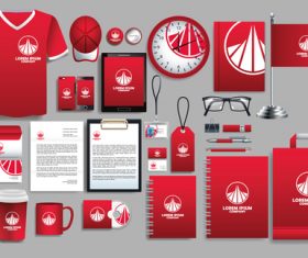 Red stationery set vector