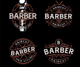 Retro barber shop logo design vector