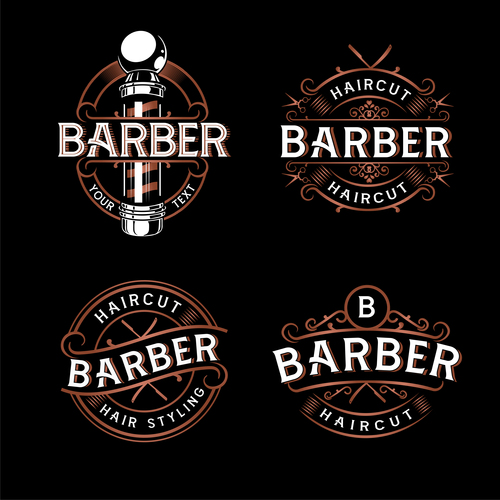 Retro barber shop logo design vector free download