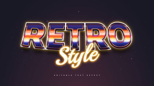 Retro style 3d editable text style effect vector