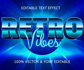 Retro vibes style retro editable text effect vector