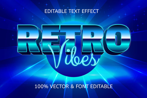 Retro vibes style retro editable text effect vector