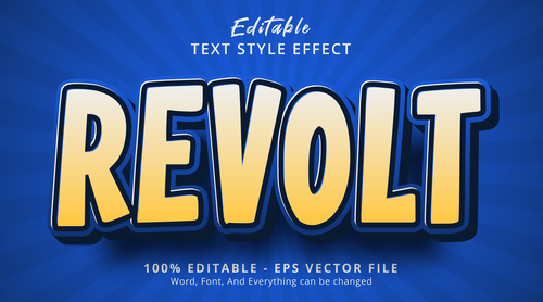 Revolt editable text style effect vector
