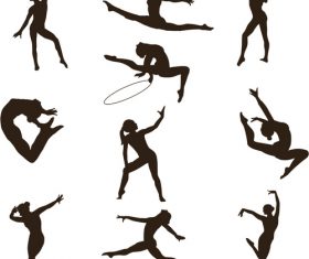 Rhythmic gymnastics silhouette vector