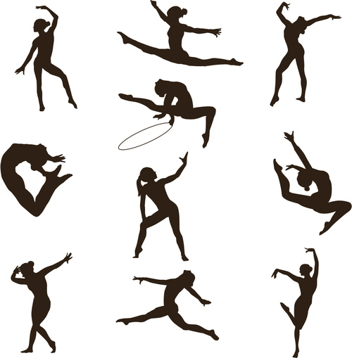 Rhythmic gymnastics silhouette vector