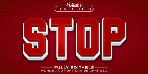 STOP vector editable text effect