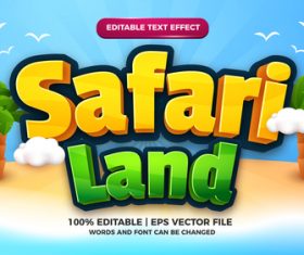 Safari land cartoon comic vector editable text effect