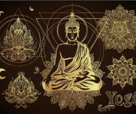 Sakyamuni 3D golden element illustration vector