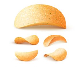 Scallion potato chips closeup vector