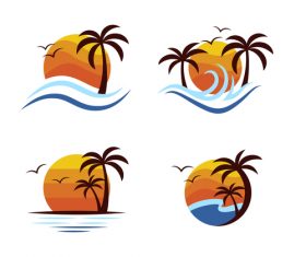 Seaside sunrise logo vector