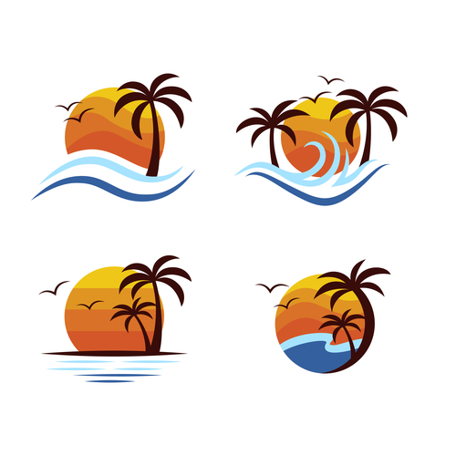 Seaside sunrise logo vector