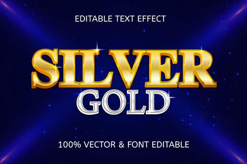 Silver gold luxury editable text effect vector