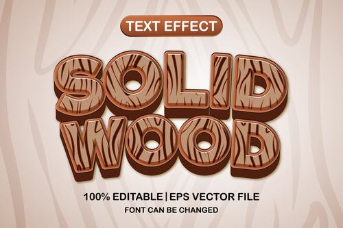 Solid wood text effect vector