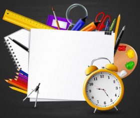 Stationery and whiteboard background vector