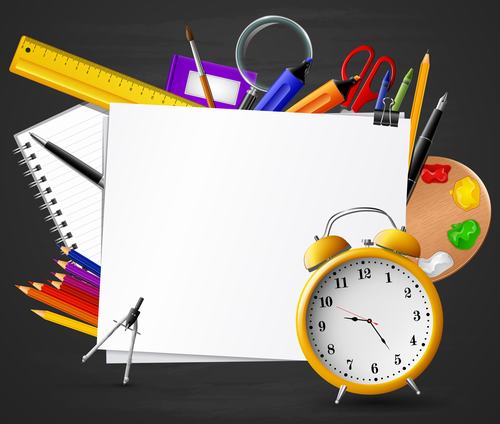 Stationery and whiteboard background vector