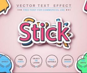 Sticker editable text effect font style vector