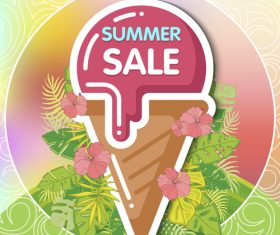 Summer ice cream cone sale flyer vector