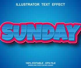 Sunday illustrator text effect vector