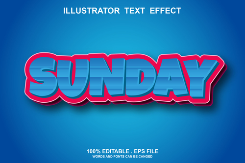 Sunday illustrator text effect vector