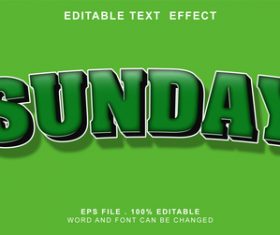 Sunday vector editable text effect