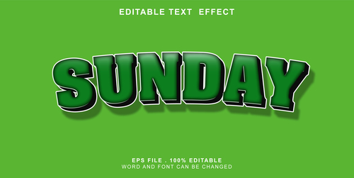 Sunday vector editable text effect