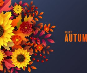 Sunflower background autumn card vector