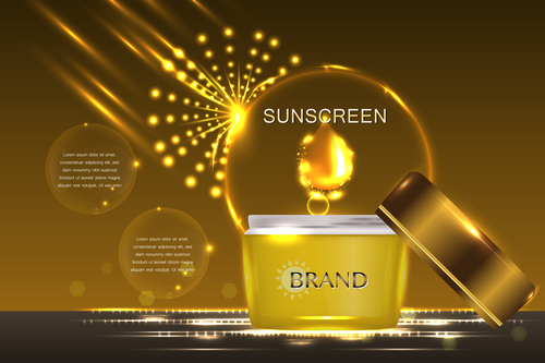 Sunscreen cream advertising vector