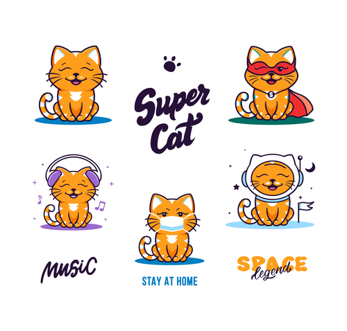 Super cat cartoon vector