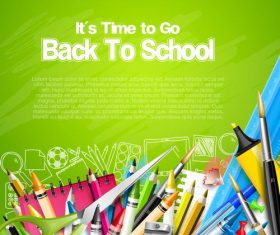 Supplies green copyspace back to school vector
