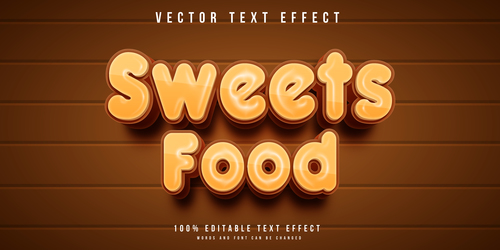 Sweets food vector text effect