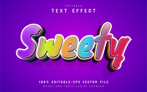 Sweety text cartoon style text effect vector
