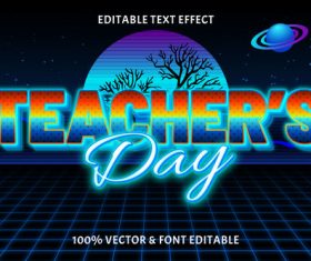 Teachers day editable text effect retro style vector