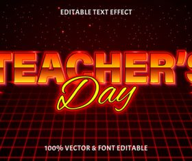 Teachers day editable text effect retro style vector