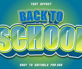 Text effect back to school blue yellow blur vector