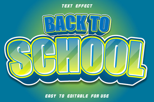 Text effect back to school blue yellow blur vector
