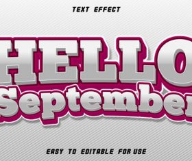 Text effect hello september white vector
