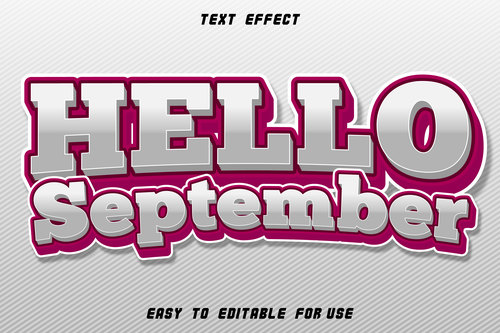 Text effect hello september white vector