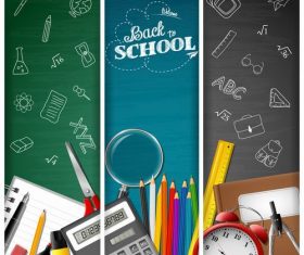 Three color back to school background banner vector