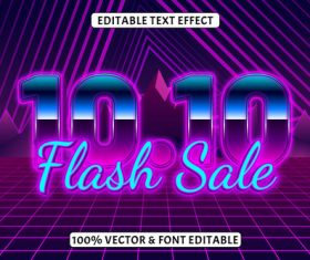 Time editable text effect retro neon style vector