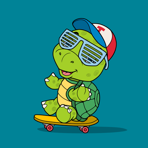 Tortoise vector sitting on a skateboard