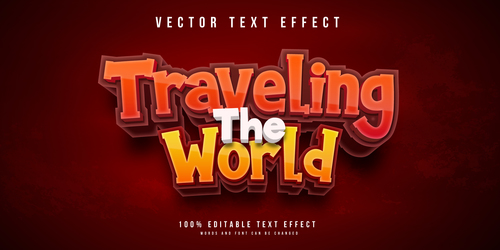 Traveling the world text effect vector