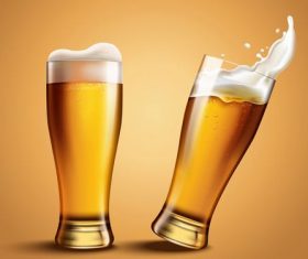 Two glasses of draft beer vector
