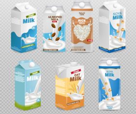Various flavors boxed milk vector