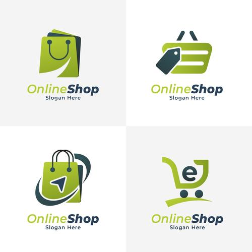 Various online store logo design vector