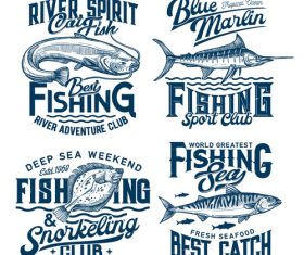 Various sea fish logo vector