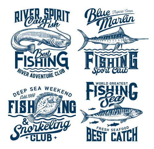 Various sea fish logo vector