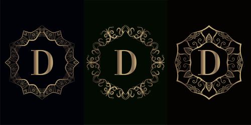Vector D logo of mandala decorative frame