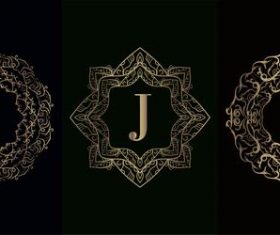 Vector J logo of mandala decorative frame