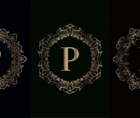 Vector P logo for mandala decorative frame