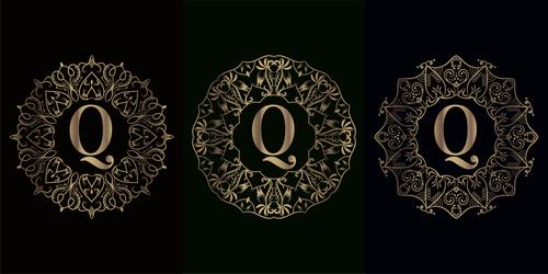 Vector Q logo for mandala decorative frame